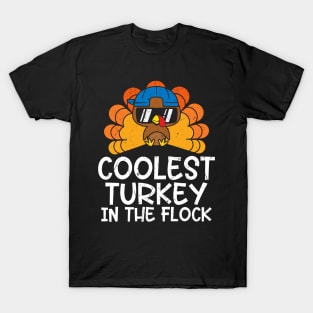 Coolest Turkey In The Flock Boys Thanksgiving Kids T-Shirt